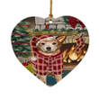 Red Pattern Gift Australian Cattle Dog Heart Ornament