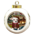 Red And Green Pattern Gift Chihuahua Dog Round Ball Ornament