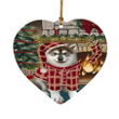 Red Pattern Gift Alaskan Malamute Dog Heart Ornament