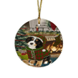 Green And Red Pattern The Stocking Was Hung Bernedoodle Dog Round Flat Ornament