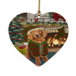 Glorious Vizsla Dog Heart Ornament Atmosphere Red Green Clothes