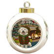 Green And Red Pattern Gift Goldendoodle Dog Round Ball Ornament