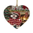 Awesome Havanese Dog Red Heart Ornament The Stocking Was Hung