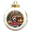 Red Pattern The Stocking Was Hung Beagle Dog Round Ball Ornament