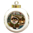 Green And Red Pattern Gift Corgi Dog Round Ball Ornament