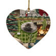 Into Pooch Green Theme Heart Ornament Night Keeshond Dog
