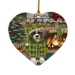 Ideal Boxer Dog Green Theme Heart Ornament Night