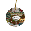 Cute Bichon Frise Soft White Dog In Clothes Ornament