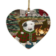 Green And Red Pattern The Stocking Was Hung Bull Terrier Dog Heart Ornament