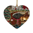 Black Great Dane Dog Heart Ornament Green And Red Pattern