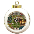 Green Pattern Gift Boxer Dog Round Ball Ornament