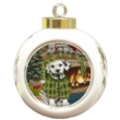 Green Pattern Gift Dalmatian Dog Round Ball Ornament