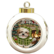 Cute Brown And White Malti Tzu Dog Holiday Ornament