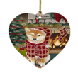 Red Pattern The Stocking Was Hung Shiba Inu Dog Heart Ornament