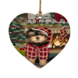 Red Pattern The Stocking Was Hung Yorkshire Terrier Dog Heart Ornament