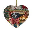 Red Pattern The Stocking Was Hung Bluetick Coonhound Dog Heart Ornament