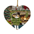 Delightful Green Theme Heart Ornament Night Shetland Sheepdog