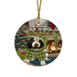 Funny Black Bluetick Coonhound Dog In Green Clothes Round Flat Ornament