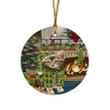 Green Pattern The Stocking Was Hung Bengal Cat Round Flat Ornament