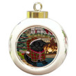Green And Red Pattern Gift Pug Dog Round Ball Ornament