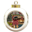 Red Pattern Gift Rottweiler Dog Round Ball Ornament