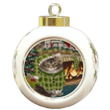 Funny Maine Coon Cat With Green Plaid Clothes Ornament