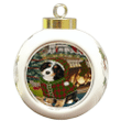 Green And Red Pattern Bernedoodle Dog Round Ball Ornament