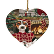 Red Pattern Gift Basset Hound Dog Heart Ornament