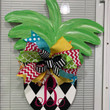 Black And White Rhombus Pineapple Wooden Custom Door Sign Home Decor With Bow