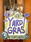 Yardi Gras Purple Text Wooden Custom Door Sign Home Decor