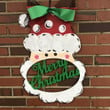 Adorable Merry Christmas Santa Head Wooden Custom Door Sign Home Decor