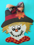Cute Scarecrow Head Wooden Custom Door Sign Home Decor With Bow