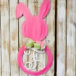 Pink Bunny Monogram Painted Wooden Custom Door Sign Home Decor With Bow