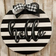 Cool Hello With Circle Wooden Custom Door Sign Home Decor