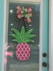 Pretty Geometric Pineapple Wooden Custom Door Sign Home Decor With Bow