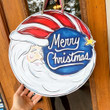 Wooden Custom Door Sign Home Decor Santa Moon With Lighter Skin Merry Christmas