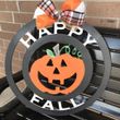 Lovely Design Happy Fall Jack-o-lantern Wooden Circle Door Sign Home Decor With Bow
