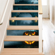 Scared Pumpkin Face And Spiders At Night Stair Stickers Stair Decals Home Decor