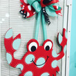 Blue And Red Mr Crab Wooden Custom Door Sign Home Decor With Bow