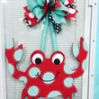 Blue And Red Mr Crab Wooden Custom Door Sign Home Decor With Bow
