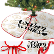 Warm Wishes Lettering On Gold Snowflakes Background Christmas Tree Skirt Home Decor