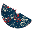 Attractive Holly Berries Branches With Snowflakes On Dark Blue Background Christmas Tree Skirt Home Decor
