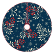 Attractive Holly Berries Branches With Snowflakes On Dark Blue Background Christmas Tree Skirt Home Decor