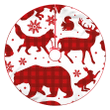 Red Checkered Woodland Winter Forest Animals And Snowflakes Christmas Tree Skirt Home Decor