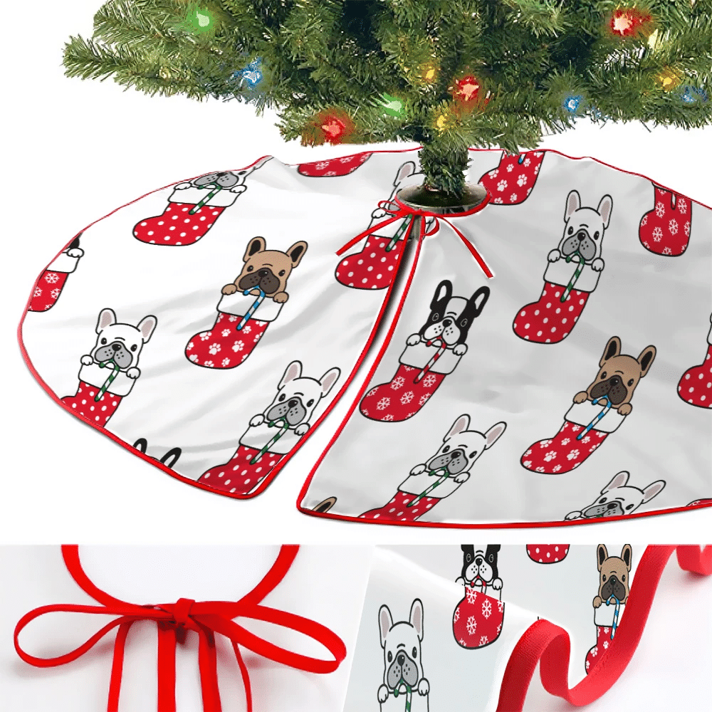 French Bulldog Christmas Sock Santa Claus Christmas Tree Skirt Home Decor