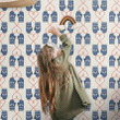 Dark Blue Winter Mittens Clove And Heart Line Pattern Wallpaper Wall Mural Home Decor