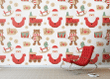 Christmas Theme Bears With Vintage Train Toys Wallpaper Wall Mural Home Decor
