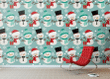 Xmas Snowman In Hat And Scarf Or Bow Tie Near Gift Wallpaper Wall Mural Home Decor