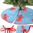 Red Christmas Trees On Snowballs On Blue Background Christmas Tree Skirt Home Decor