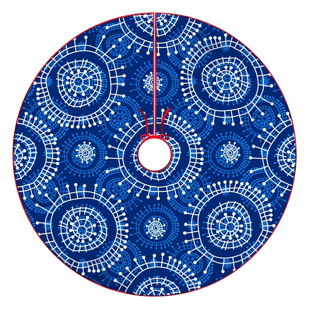 Hipster White Snowflakes On Blue Background Christmas Tree Skirt Home Decor